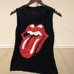 Rolling Stones Girls Black Distressed Tank